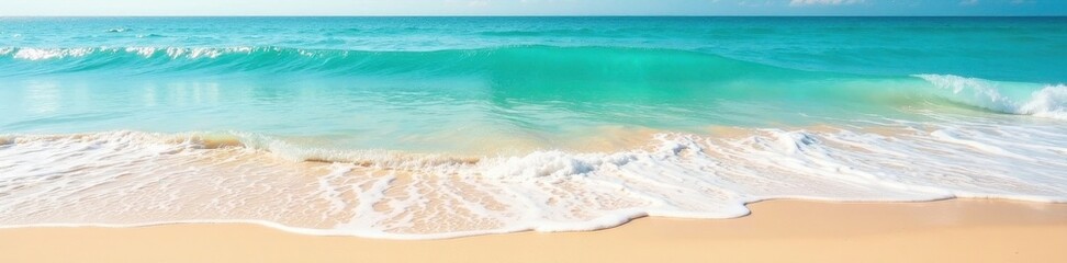 Sun-kissed sand meets turquoise waves, gentle shore break , beach, water