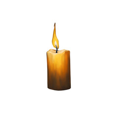 burning candle on a white background