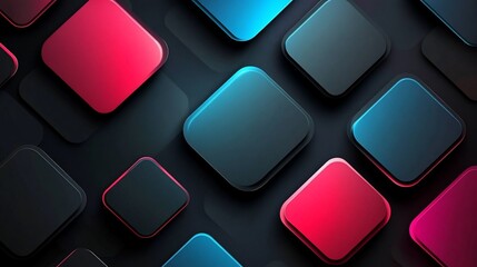 Abstract dark background with glowing colorful squares.