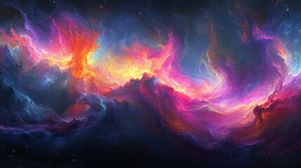 Fototapeta premium Colorful Cosmic Nebulae, vibrant space landscape, possible use for science fiction posters or backgrounds