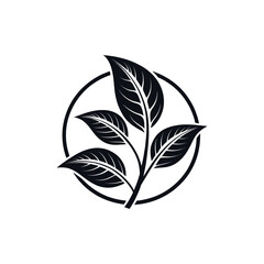 leaves silhouette logo vector line art logo design