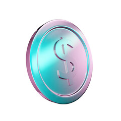 Holographic Money Coin with a Realistic 3D Render featuring a Chromatic Dollar Symbol for a Futuristic Currency Token representing Finance and Wealth in a Digital Economy and Modern Financial Concept