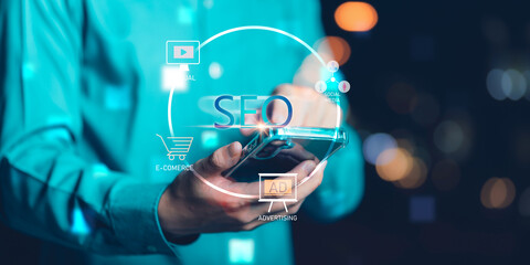 Marketers demonstrate SEO concepts, optimization analysis tools, search engine rankings, social media sites based on results analysis data ,Trend and probability ,outcome measurement