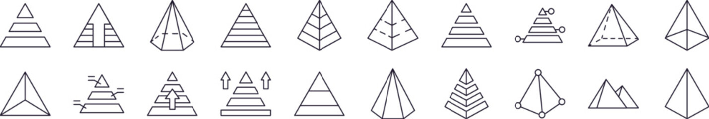Pyramid Set of Thin Icons. Editable Stroke. Perfect for Web Sites, Books, Cards, Apps