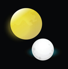 Moon Phases Illustration – Astronomy Clip Art Space Design Elements for Education and Decoration