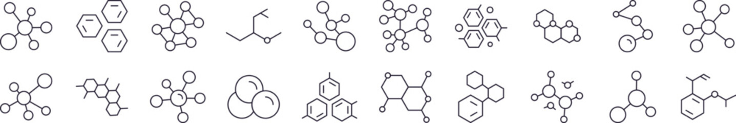 Atom Icon Set for UI, Placards, Books, Apps. Editable Stroke. Perfect for Web Sites, Books, Cards, Apps