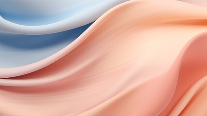 Fototapeta premium Serene pastel fabrics swirling in a gentle dance of light peach and sky blue hues, a calming visual symphony of soft textures and subtle gradations.