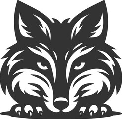 A fox with narrowed eyes, ready to pounce vector