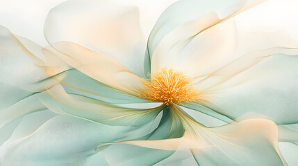 Obraz premium Marble with floral patterns in green and yellow and a white background. Abstract floral background for beauty banner and flower shop.