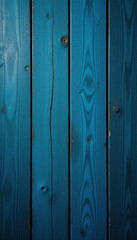 Fototapeta premium Deep blue textured wallpaper on aged wood planks , aged, wall, woodgrain