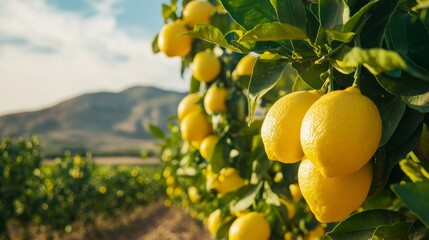 Sun-Drenched Lemon Trees in the Fields of Murcia, Spain