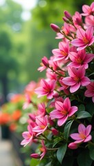 Fototapeta premium Stunning pink floral display, Central Park backdrop NYC summer , image, photography, sexy