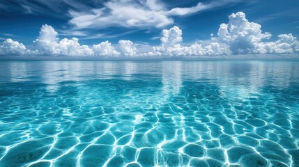 Tranquil Ocean Serenity: A Stunning Seascape Under a Blue Sky
