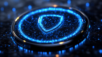Digital shield icon on a circuit board background. Suitable for cybersecurity, technology, and data protection websites and blogs.