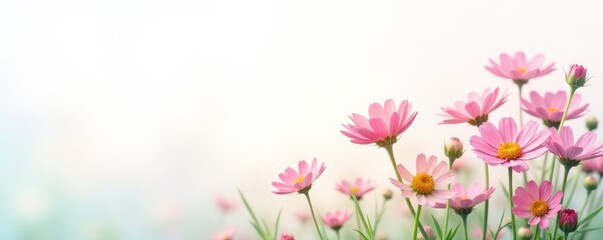 Delicate wildflowers cluster, pastel hues, pure white backdrop , bouquet, summer