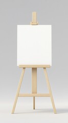 Blank White Canvas on Wooden Easel in Studio  
