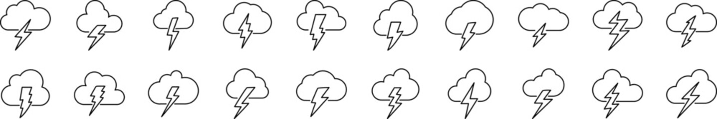 Lightning Collection of Thin Icons. Editable Stroke. Perfect for Web Sites, Books, Cards, Apps