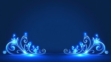 Glowing Blue Floral Design Elegant Swirls Background