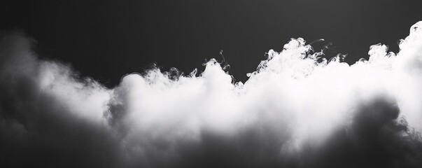 Fototapeta premium A black background with abstract smoke or fog in white and gray tones