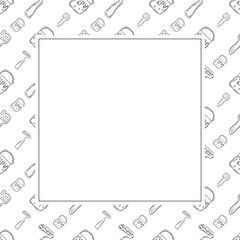 artist tool frame. doodle art supplies square frame. hand drawn artist kit background