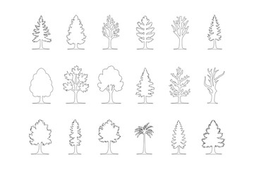 Tree Outline Collection - Vector Illustrations for Nature, Park, and Landscape Designs