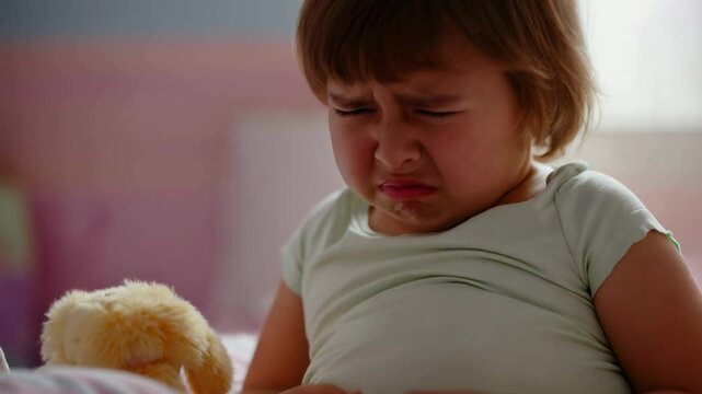 Heartbreaking Little Girl Crying, Sadness and Pain