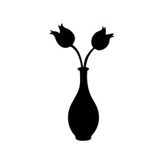 A beautiful flower with a vase silhouette illustration.