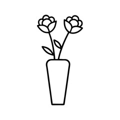 A flower in a vase line art vector illustration