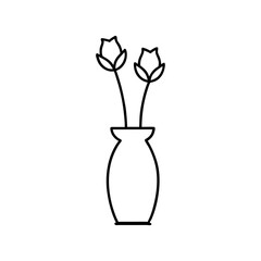 A flower in a vase line art vector illustration