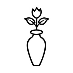 vase with flower line art illustration