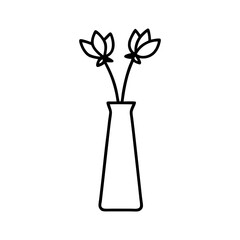 Delicate Flower in a Vase Outline for Kids & Adults.