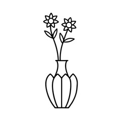 Decorative Vase with Flower Line Art Printable.