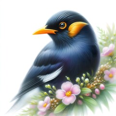 Naklejka premium 구관조, 파스텔화, jpeg (Hill myna, pastel painting, jpeg)