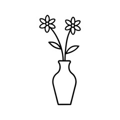 Elegant Flower in a Vase Outline for Coloring.