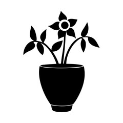 flower in pot silhouette illustration