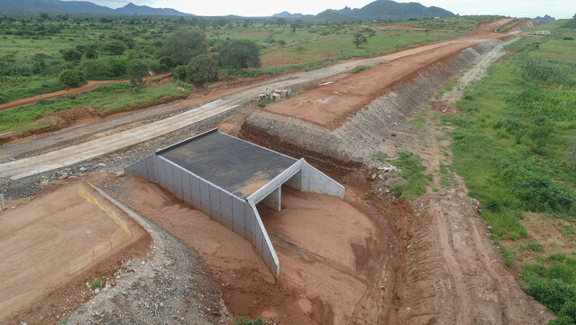 Aerial View of Precast Concrete Culvert Assembly