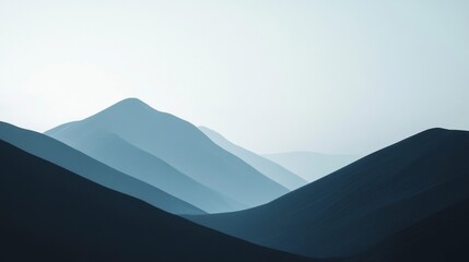 Fototapeta premium Blue Mountain Range Under a Clear Sky