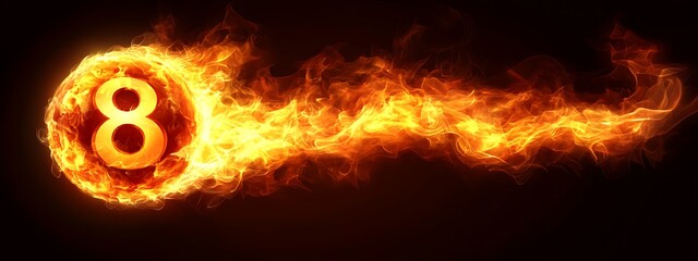 Burning Eight Ball, Fiery, Abstract, Background, Design Element