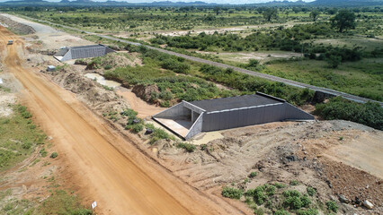 Aerial View of Precast Concrete Culvert Assembly