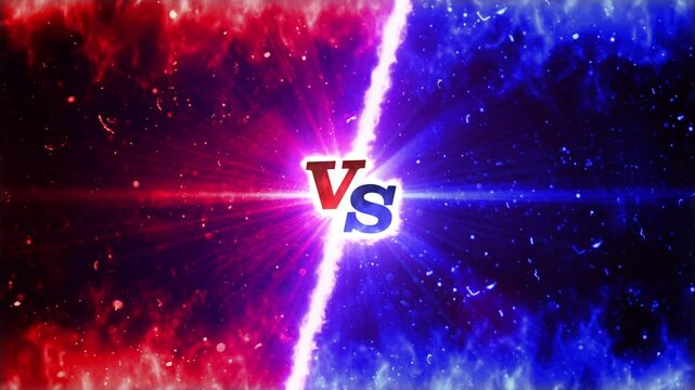 炎のVS 対決イメージのループ背景 赤色と青色