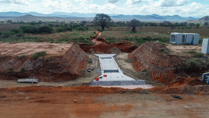 Aerial View of Precast Concrete Culvert Assembly