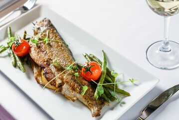 roasted trout with green beans