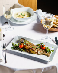 roasted trout with green beans