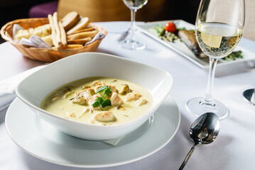 fish soup in the restaurant