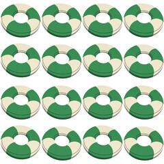 Seamless pattern with green inflatable. A float for the pool. Inflatable colorful crocodiles and giraffes. A swimming circle. Vector template for your summer beach design