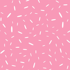 Simple Sprinkle Pattern. Pink candy topping. Donut or sweet confetti background. Vector Illustration in scandinavian style.