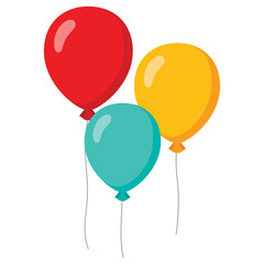 Naklejka premium 3 colorful flying balloons collection set flat design illustration, red green yellow. Modern concept vector for app ads icon web banner button ui ux interface elements isolated on white background