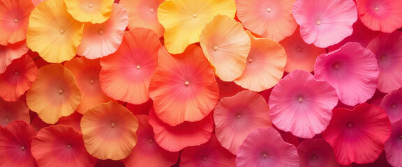 Fototapeta premium Vibrant flower petals in shades of pink and yellow for a colorful floral design 