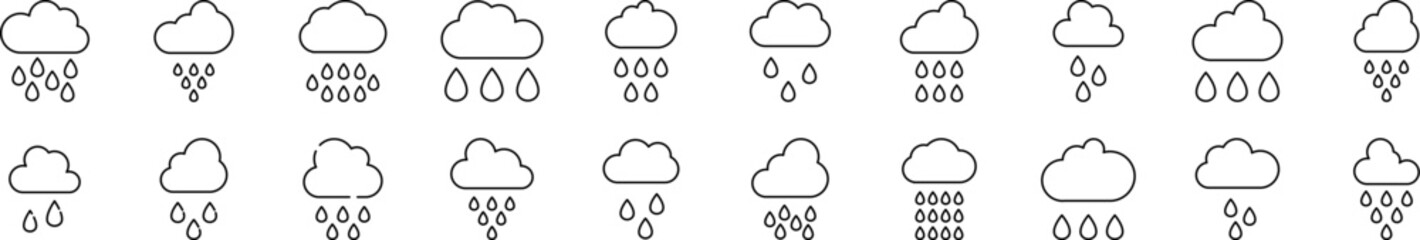 Rain Modern Outline Style Icons for Design, Cards, Apps, Social Networks