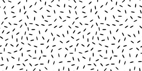 Small Dash Pattern on white background. Grunge black lines. Seamless pattern with Hands sketchy prints. Vector Illustration.